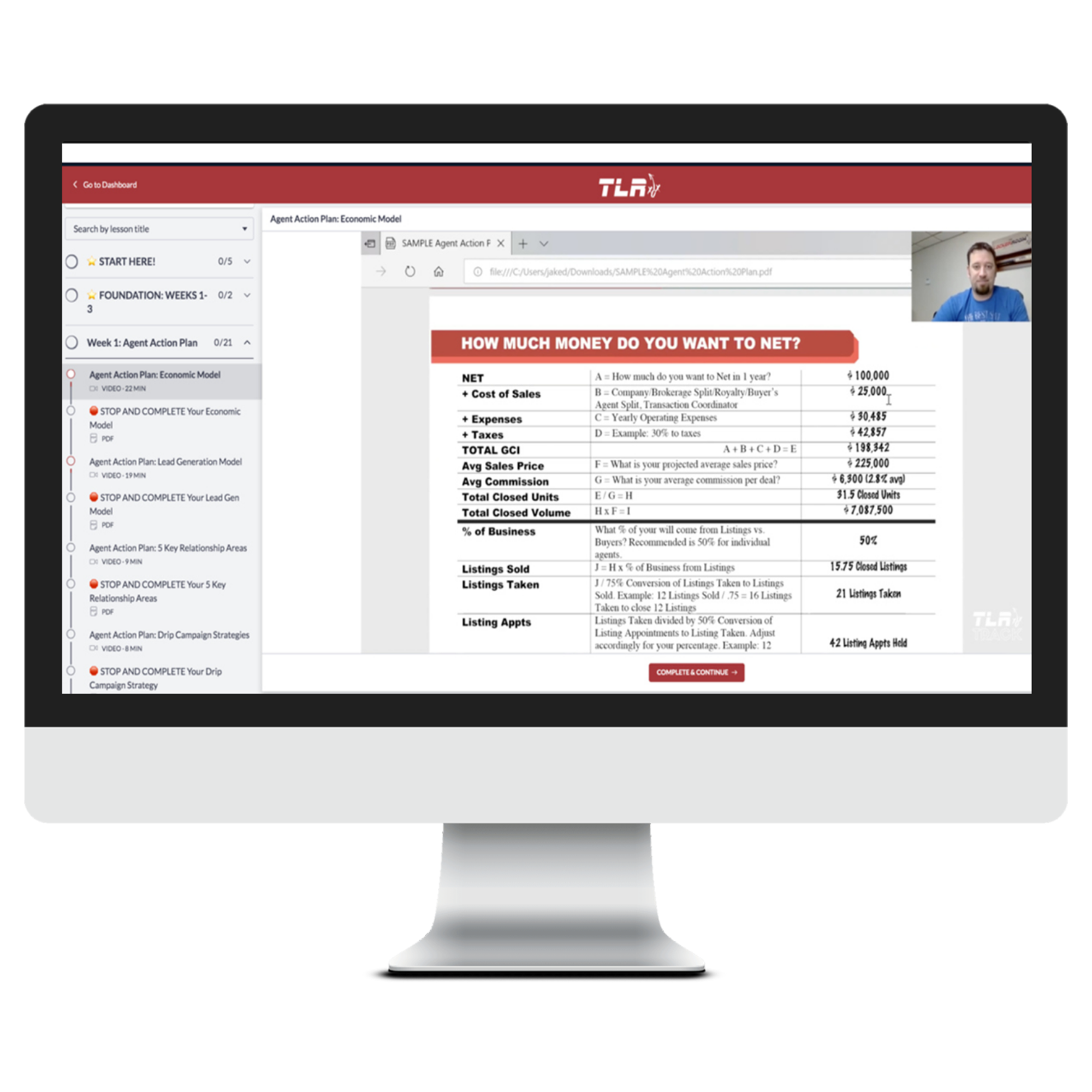 The Locker Room University course library showing Agent Action Plan lessons